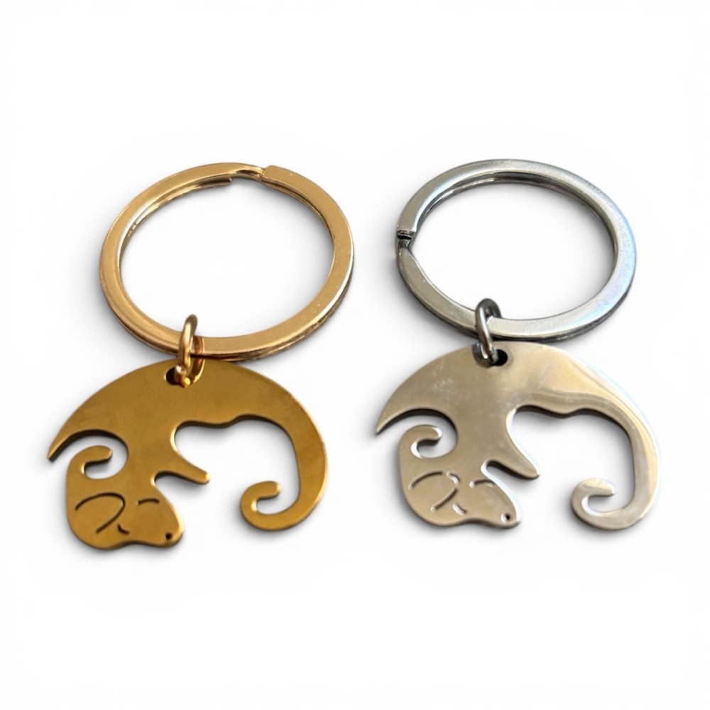 Gold and Silver Dog Keychains